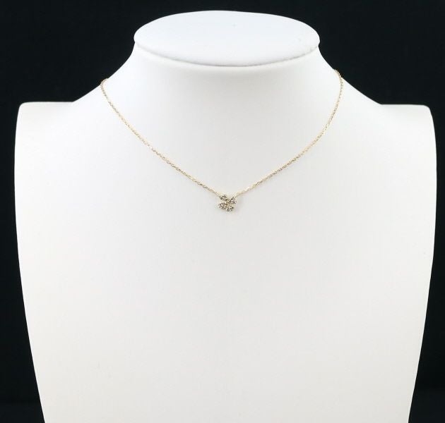 アガット ネックレス ダイヤ 0.05ct  ペタルパヴェ K18YG 