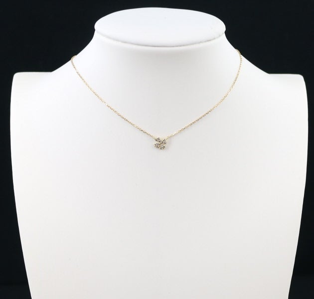 アガット ネックレス ダイヤ 0.05ct  ペタルパヴェ K18YG 
