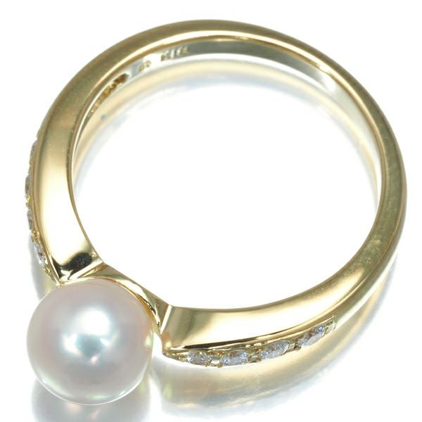 ミキモト リング パール アコヤ真珠 6.3mm ダイヤ  9号 K18YG 