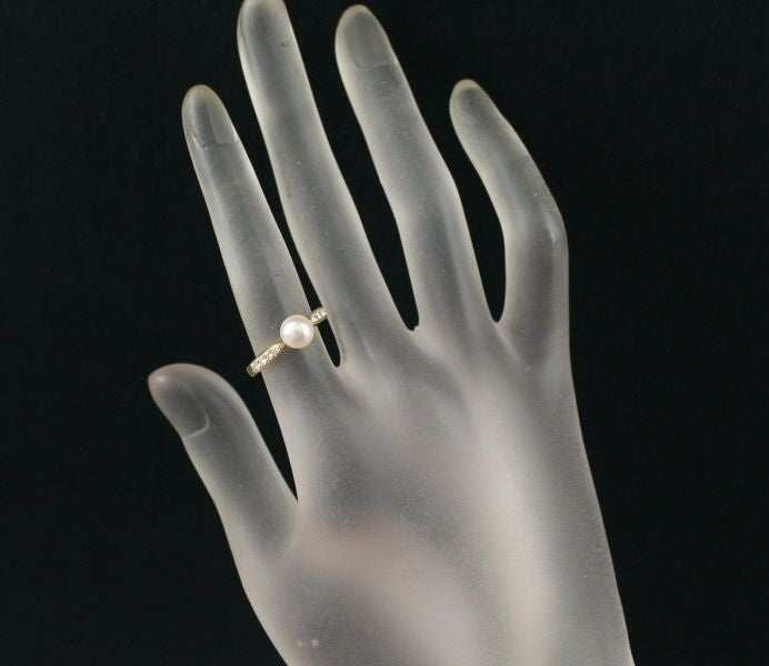 ミキモト リング パール アコヤ真珠 6.3mm ダイヤ  9号 K18YG 