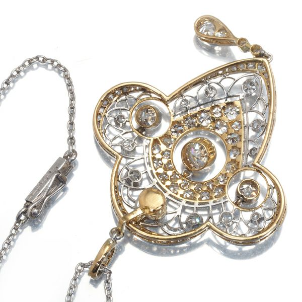 ダイヤ アンティーク ネックレス シングルカット オールドカット K18YG/Pt900/シルバー 