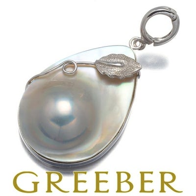 タサキ ペンダントトップ マベパール 真珠  リーフ K18WG 