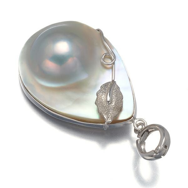 タサキ ペンダントトップ マベパール 真珠  リーフ K18WG 