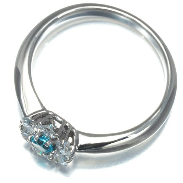 パライバトルマリン 0.11ct ダイヤ 0.42ct フラワー  リング Pt900 鑑別書/分析報告書