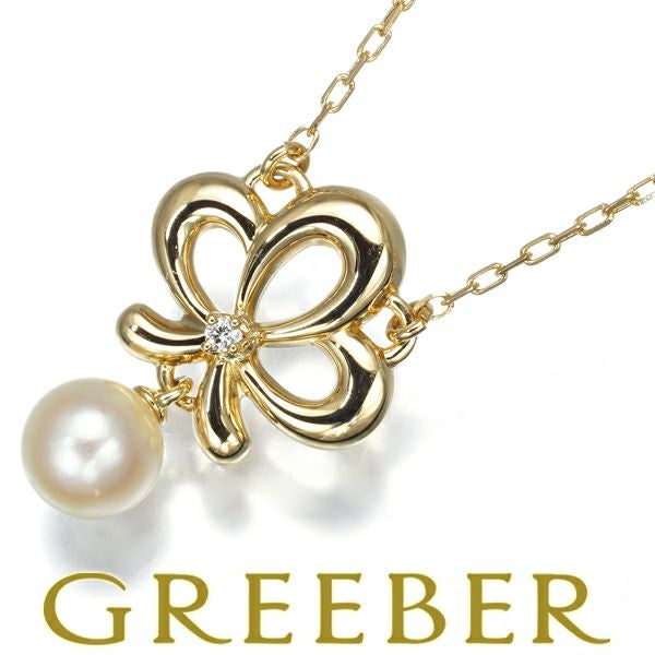 ミキモト ネックレス パール アコヤ真珠 5.5mm ダイヤ  フラワー K18YG 