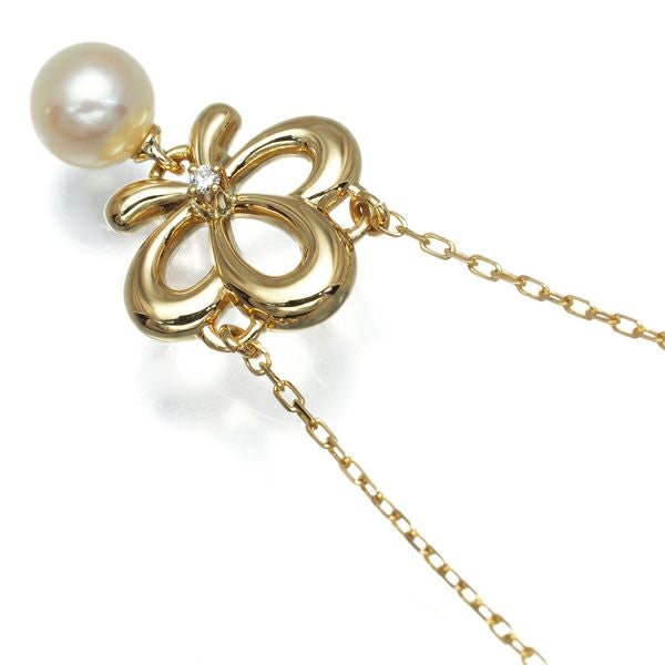 ミキモト ネックレス パール アコヤ真珠 5.5mm ダイヤ  フラワー K18YG 