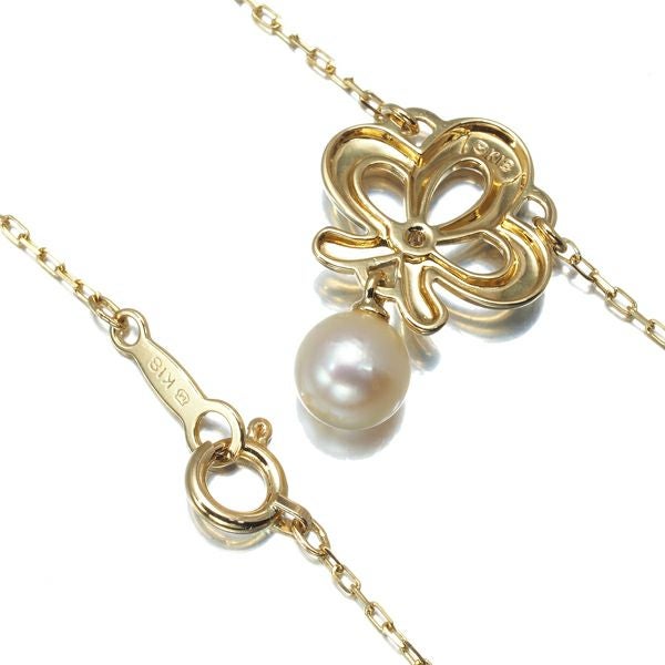 ミキモト ネックレス パール アコヤ真珠 5.5mm ダイヤ  フラワー K18YG 