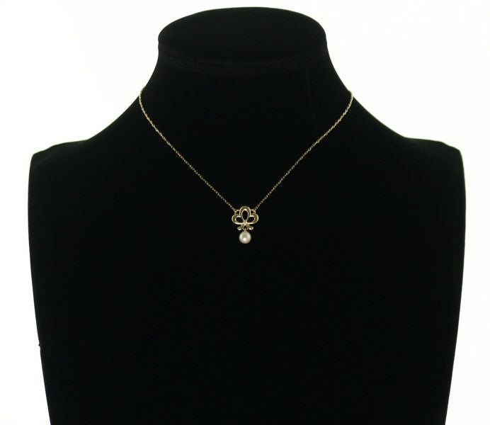 ミキモト ネックレス パール アコヤ真珠 5.5mm ダイヤ  フラワー K18YG 