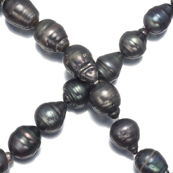 ブラックパール 黒蝶真珠 9.6-13.6mm   ネックレス シルバー ソーティング
