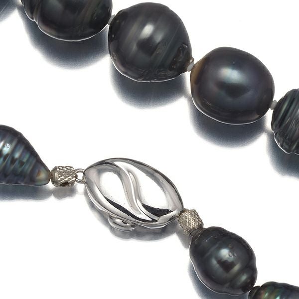 ブラックパール 黒蝶真珠 9.6-13.6mm   ネックレス シルバー ソーティング