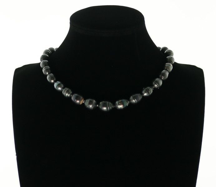 ブラックパール 黒蝶真珠 9.6-13.6mm   ネックレス シルバー ソーティング