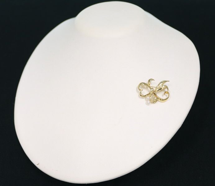 ミキモト ブローチ ベビーパール アコヤ真珠 3.7mm/4.0mm リボン フラワー  K18YG 