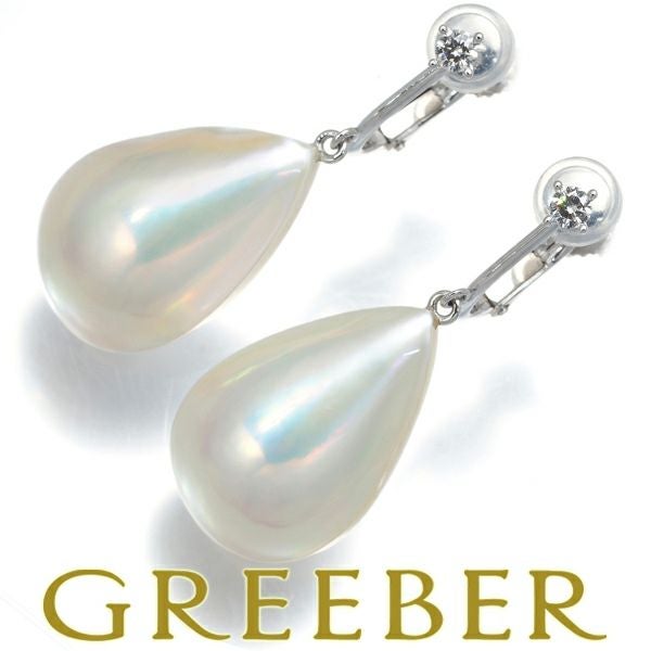 タサキ イヤリング マベパール 真珠 ダイヤ 0.06ct/0.06ct K18WG 