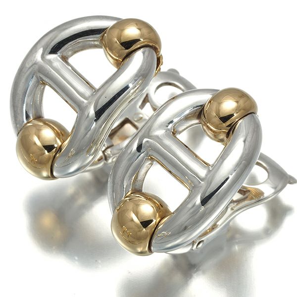 レア品 エルメス イヤリング  シェーヌダンクル シルバー/K18YG 