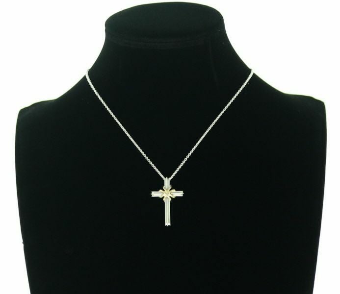 ティファニー ネックレス  シグネチャー クロス シルバー925/K18YG 
