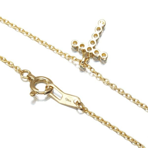 スタージュエリー ネックレス ダイヤ 0.10ct  クロス K18YG 