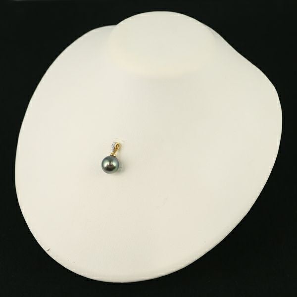 ブラックパール 真珠 11.5mm ダイヤ   ペンダントトップ K18YG/WG