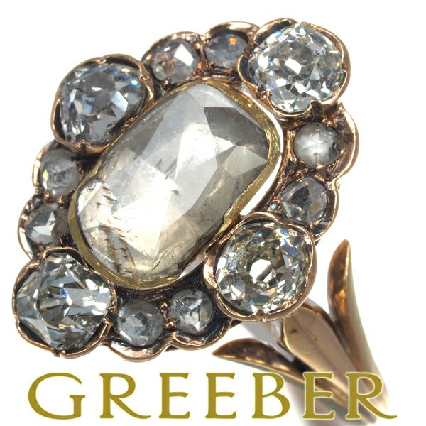 ダイヤ ヴィンテージ アンティークカットリング K18YG/PG 