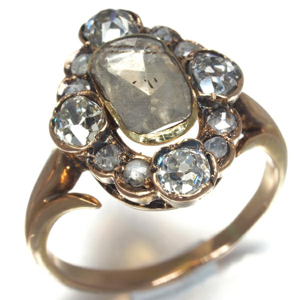 ダイヤ ヴィンテージ アンティークカットリング K18YG/PG 