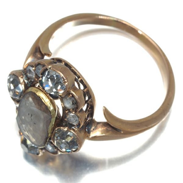 ダイヤ ヴィンテージ アンティークカットリング K18YG/PG 