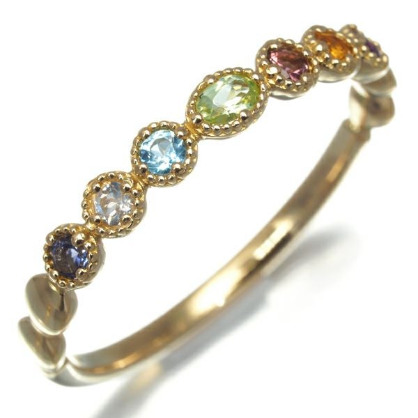 アメジスト トルマリン ペリドット トパーズ ムーンストーン タンザナイト マルチカラー リング K18YG