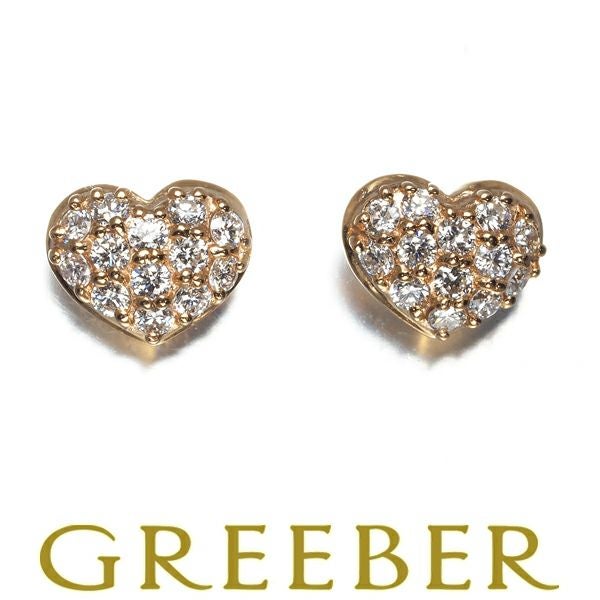 ポンテヴェキオ ピアス ダイヤ 0.12ct/0.12ct  パヴェ ハート K18PG 