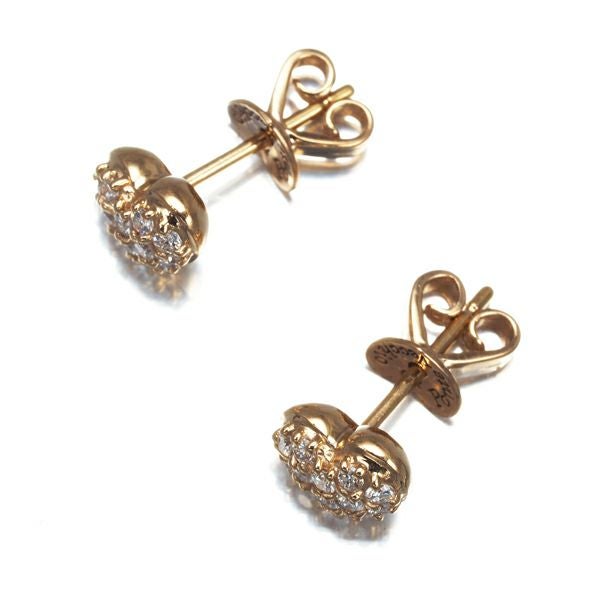 ポンテヴェキオ ピアス ダイヤ 0.12ct/0.12ct  パヴェ ハート K18PG 