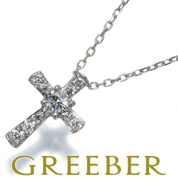 スタージュエリー ネックレス ダイヤ 0.12ct  クロス ハート Pt950