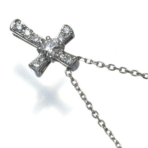 スタージュエリー ネックレス ダイヤ 0.12ct  クロス ハート Pt950