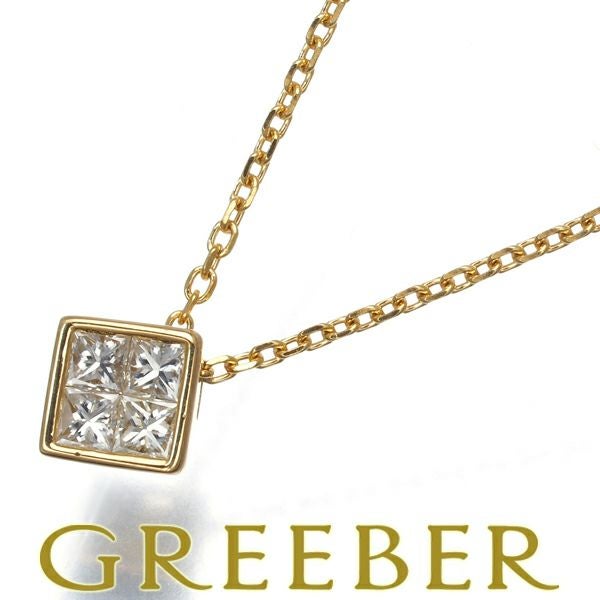 ヴァンドーム ネックレス ダイヤ 0.10ct  プリンセス スクエア K18YG