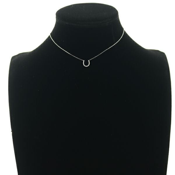 スタージュエリー ネックレス ダイヤ 0.05ct  ホースシュー K18WG 