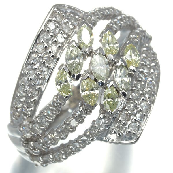 イエロー&クリアダイヤ 1.50ct 2種カット  リング Pt900 