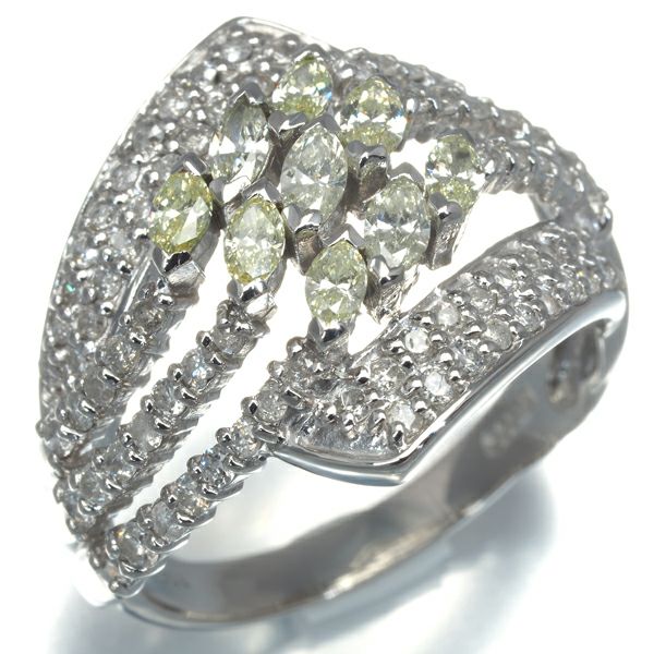 イエロー&クリアダイヤ 1.50ct 2種カット  リング Pt900 
