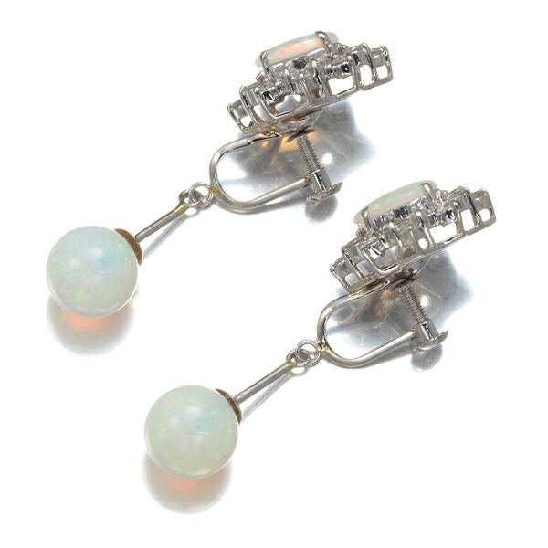 ホワイトオパール  ダイヤ 0.44ct/0.39ct クラシック イヤリング Pt900 