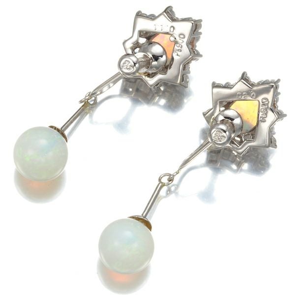 ホワイトオパール  ダイヤ 0.44ct/0.39ct クラシック イヤリング Pt900 