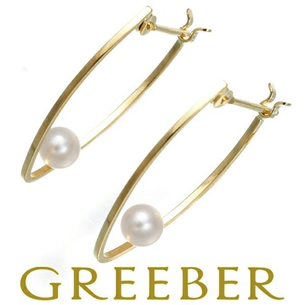 ベビーパール 真珠 3.5mm  フープ ピアス K18YG 