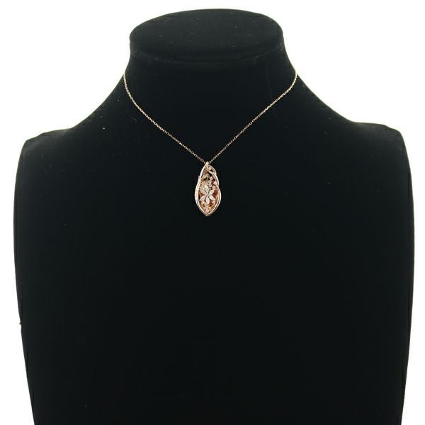 ダイヤ 0.50ct フラワー 透かし  ネックレス K18PG 