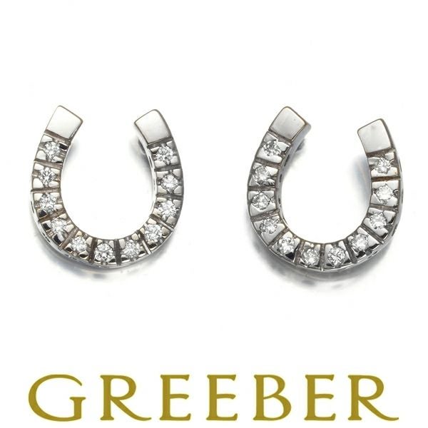 スタージュエリー ピアス ダイヤ  ホースシュー K18WG 