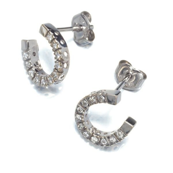 スタージュエリー ピアス ダイヤ  ホースシュー K18WG 