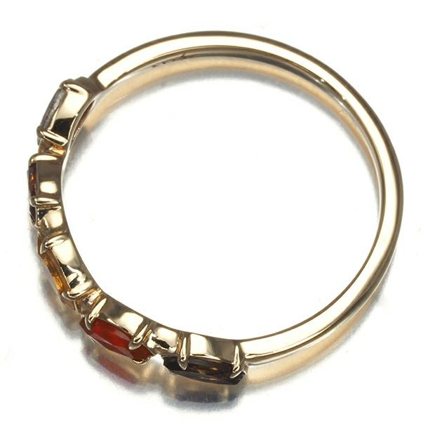 アガット リング スモーキークオーツ カーネリアン シトリン ガーネット ラブラドライト  9号 K10YG 