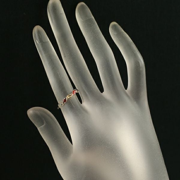 アガット リング スモーキークオーツ カーネリアン シトリン ガーネット ラブラドライト  9号 K10YG 