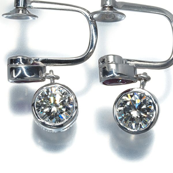 タサキ イヤリング ダイヤ 0.45ct/0.45ct ルビー  揺れる K18WG 