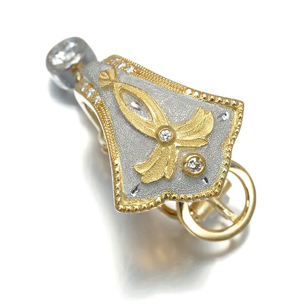 ダイヤ 0.18ct/0.05ct 艶消し 2WAY 片耳  イヤリング K18YG/Pt900 