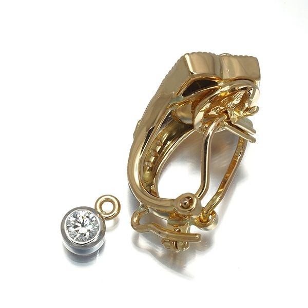 ダイヤ 0.18ct/0.05ct 艶消し 2WAY 片耳  イヤリング K18YG/Pt900 