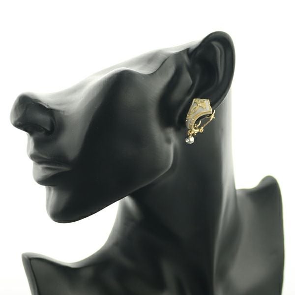 ダイヤ 0.18ct/0.05ct 艶消し 2WAY 片耳  イヤリング K18YG/Pt900 