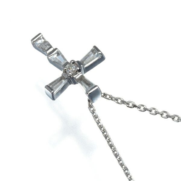 4℃ ネックレス ダイヤ ホワイトトパーズ  クロス K18WG 