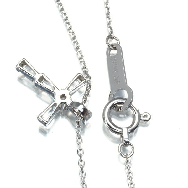 4℃ ネックレス ダイヤ ホワイトトパーズ  クロス K18WG 