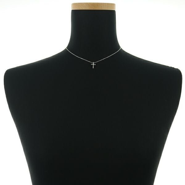 4℃ ネックレス ダイヤ ホワイトトパーズ  クロス K18WG 