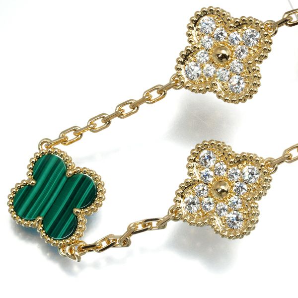 ヴァンクリーフ&アーペル ブレスレット マラカイト ダイヤ ヴィンテージアルハンブラ  K18YG 保証書