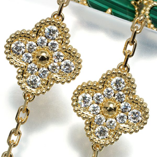 ヴァンクリーフ&アーペル ブレスレット マラカイト ダイヤ ヴィンテージアルハンブラ  K18YG 保証書